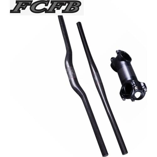 Mountain carbon handlebar Glossy 3K Carbon MTB Bicycle Handlebar Sets Mountain Bike Rise/Flat Handlebar + Stem
