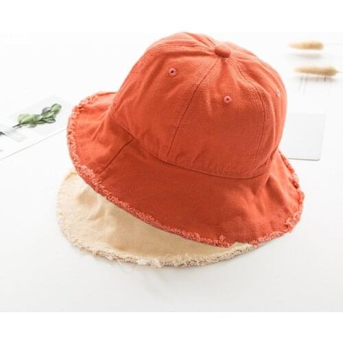 Cotton Hats For Girls Boys Panama Childrens Summer Solid Color Kids Bucket Hats Casual Outdoor Kids Sun Caps For Summer