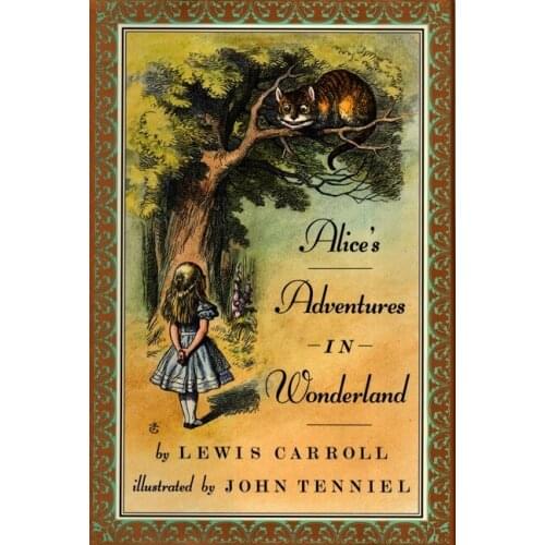Lewis Carroll Alice in Wonderland Book Cover Locket Necklace keyring silver & Bronze tone B1027