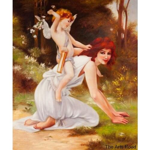 Classic Art Angel Oil Painting Cupids Folly by Guillaume Seignac Portrait Art Painting Hand Painted