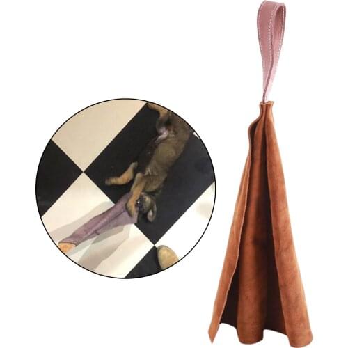 Leather Puppy Dog Bite Rag Tug Toy with Handle for Puppy Young Dog Training