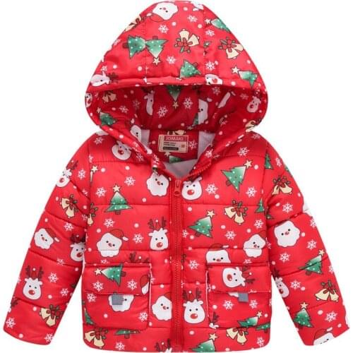 Cartoon Christmas Winter Baby Girls Jacket Autumn Keep Warm Fashion Cute Snowman Outerwear Hooded Zipper Boys Coat Kids Clothes