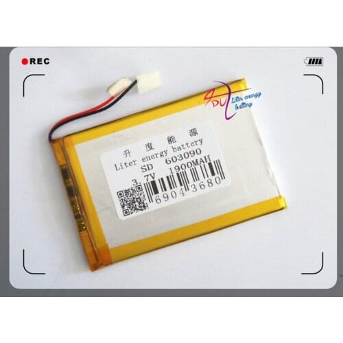 Liter energy battery 603090 3.7V 1900MAH Polymer Lithium Li-Po Rechargeable Battery For GPS DVD