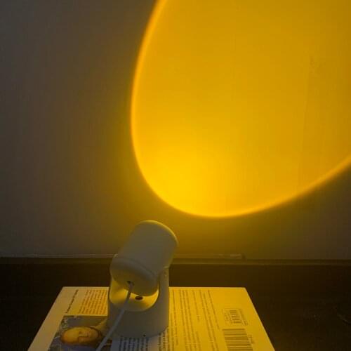 Wall Decor LED Crystal Lens Projector Atmosphere Light Adjustable USB Sunset Rainbow Sun Background Projection Lamp