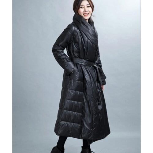 2019 New Winter Womens Jacket Womens Duck Down Jacket Fashion Long Black Down jacket
