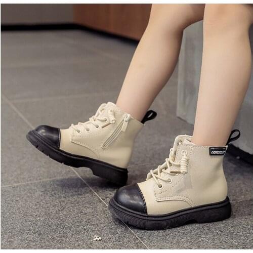New Childrens Martin Boots Korean Boys' and Girls' Leather Shoes Students' Autumn Casual Shoes Kids Shoes for Girl