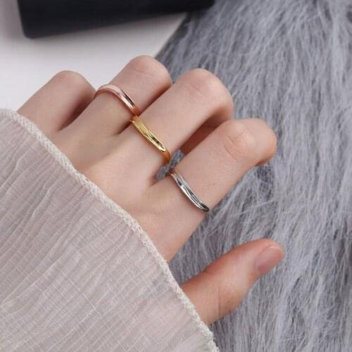 New Real 925 Sterling Silver Korean Irregular Minimalist Rings For Women Engagement Wedding Fashion Opening Ring Fine Jewelry
