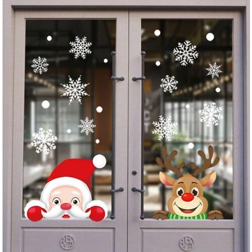 Christmas Santa Claus Window Stickers Wall Ornaments Christmas Pendant Merry Christmas For Home Decor Happy New Year 2021 Noel