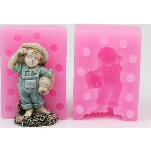 WE003 Silicone mold 3D Water flowers boy furnishing articles diy Resin clay plaster decoration craft mould fondant cake tool