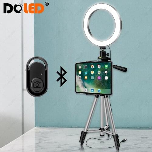 Video LED Ring Light Selfie Lamp with Bluetooth Remote Tablet Holder for Video Photo Photographic Lighting on YouTube Tiktok
