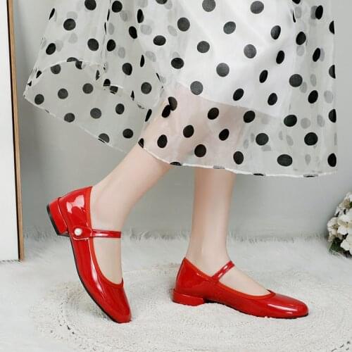 Square Heel Adult Mary Janes Large Size Lolita Shoes White Women Pumps for Work Office Yellow Comfortable Casual 2021 New