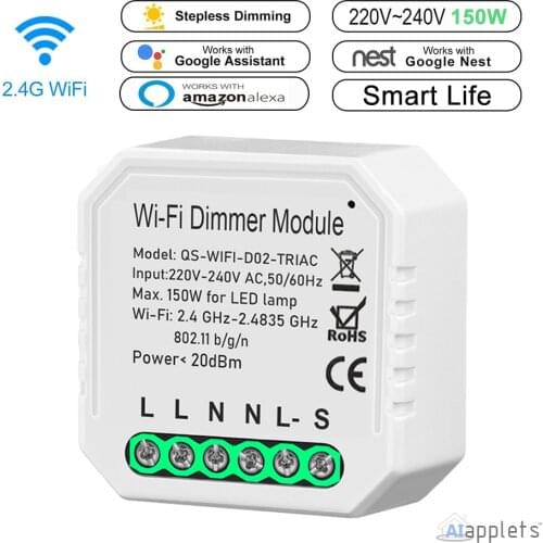 Tuya WiFi Dimmer Smart Switch Module ESP8266 Relay Remote Control 1/2 Way Light Switch Works with Alexa Echo Google Assistant