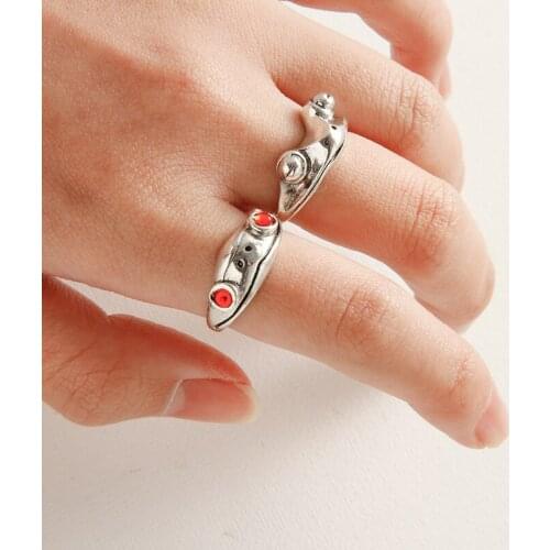 Vintage Frog Rings for Women Simple Design Opening Resizable Female Statement Rings Silver Color Gift 2021 New