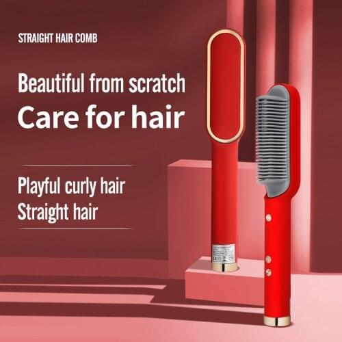 Hair Straightener Tourmaline Ceramic Multifunctional Professional Hair Curler Brush Hair Comb Straightening Curling Hair Iron