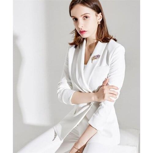 Women PantSuits White Women Suits Plus Size Custom Made Ladies Pantsuit Blazer+Pants for Work Pantsuit for Wedding Party