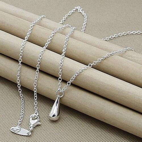 Free Shipping Silver 925 Necklace Fashion Water Droplets Pendant Necklaces For Women Jewelry Gifts