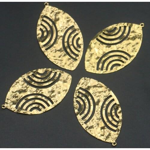 10 pieces of 49*28.3mm brass hollow single hole leaf pendants, used to make jewelry accessories