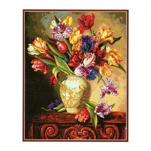 14/16/18/27/28 Top Quality Beautiful Lovely Counted Cross Stitch Kit Parrot Tulips Tulip Flowers Flower in Vase dim 35305
