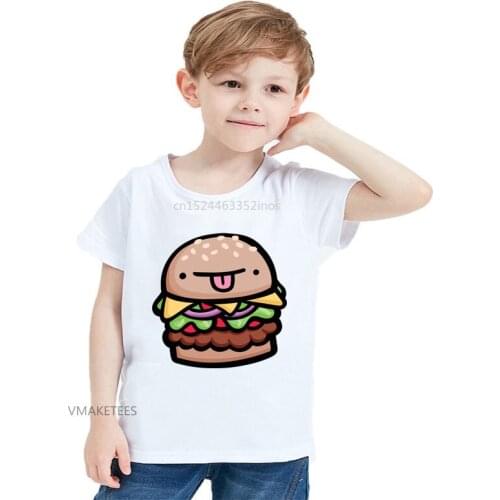 2018 Summer Girls & Boys Short Sleeve T shirt Hamburger Face Cute Print T-shirt Baby Kids Cartoon Funny Clothes,HKP5684