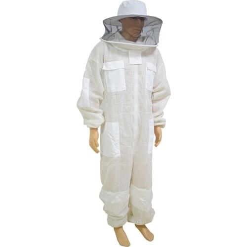 3-Layers Ultra Breathable Ventilated Beekeeping Suit with Round Veil Professional Anti Bee Protective Suit
