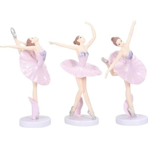3PCS Ballerina Statue Desktop Ornament Plastic Dancing Girl Crafts Figurines for Home Decor
