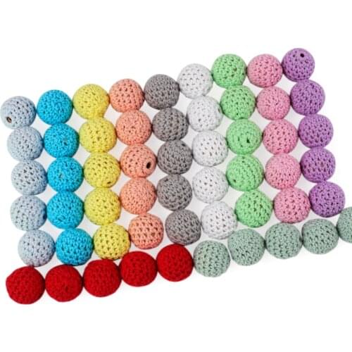 * 30pcs 20/16mm Wooden Crochet Beads 16mm 20mm DIY Teething Necklace Toys Crib Jewelry Decoration Wooden Beads Baby Teether