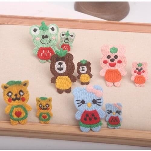 5Pairs Cute Animal Patch Iron on Transfer Cartoon Bear Patches For Kids Clothing DIY T-shirt Appliques