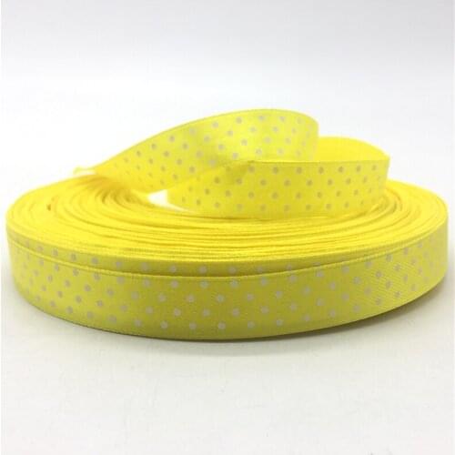 5yards/lot 5/8"(15mm) Polka Dots Satin Ribbon Printed Polyester Ribbon DIY Christmas Wedding Decoration Yellow