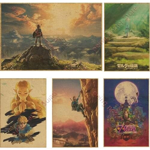 Anime gaming room Childrens room Art painting Kraft Paper posters home decoration modern retro nordic style video game poster