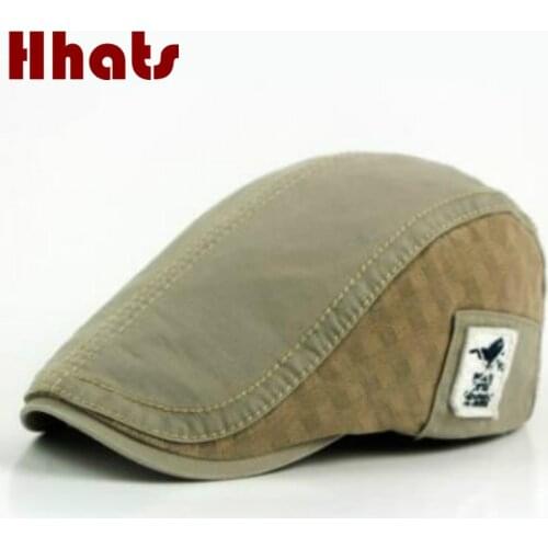 Cotton patchwork beret hat for women men adjustable newsboy cap retro British flat peaked cap duckbill casquette