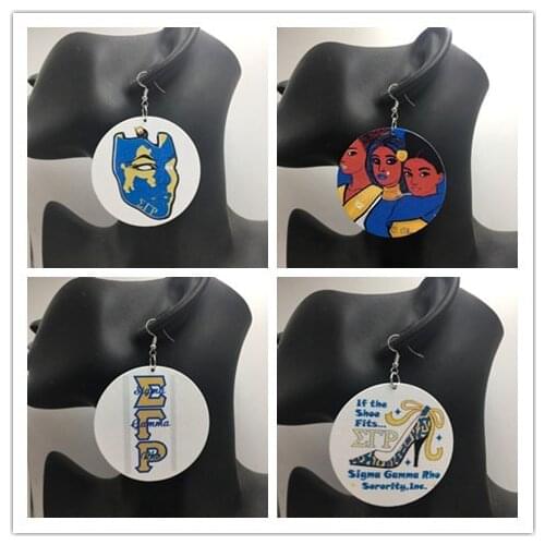 Free Shipping!Sigma Gamma Rho wooden earrings can mixed 4 designs