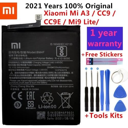 BM4F 100% Original XIAO MI Phone Battery for Xiaomi Mi A3 CC9 CC9e Replacement Batteries Xiomi bateria CC9 Mi9 Lite