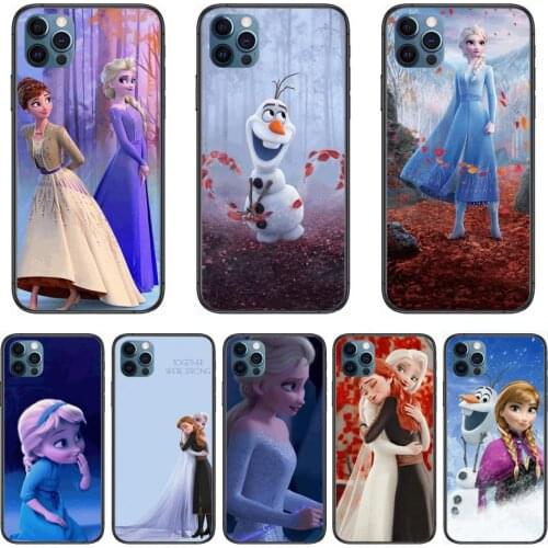 Disney Frozen Princess Elsa Anna Style Phone Case cover For iphone 12 pro max 11 8 7 6 s XR PLUS X XS SE 2020 mini black cell