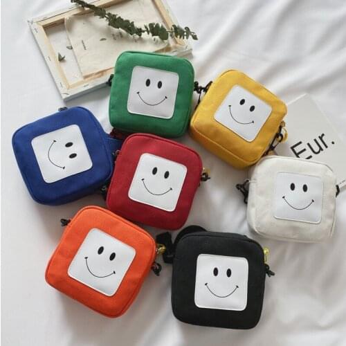 Korean version of the childrens bag spring summer shoulder bag cute smiley small square bag tide boys girls mini crossbody bag