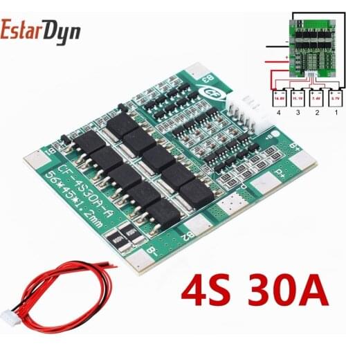 4S 30A 14.8V Li-ion Lithium 18650 Battery BMS Packs PCB Protection Board Balance Integrated Circuits 45x56mm Electronic Board