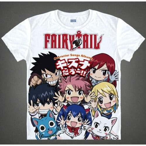 Fairy Tail T-shirts Natsu Printed T Shirts Happy Lucy Short Sleeve Tees Wendy Marvell Casual Summer Tops
