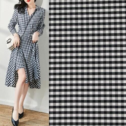 Black And White Grid Cotton Fabric For Dress Платье Tissus Au MÈTre Telas Por Metro Sewing Ткань Для Шитья Vestidos Coton Платье