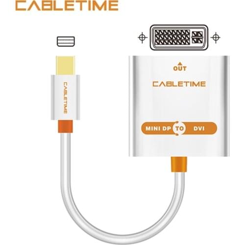 Cabletime Mini Displayport to DVI Cable Male to Female ACTIVE Adapter Thunderbolt Mini DP M to DVI F for MacBook/Pro/Air N012
