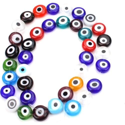 1 string Lucky eye 10mm colorful evil eye beads round resin Evil Eye stripe space Beads for DIY Jewelry Accessories Findings