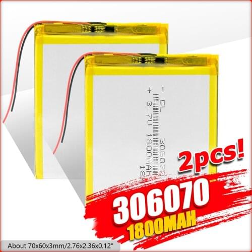 Hot 306070 3.7V 1800mAh Rechargeable li Polymer Battery For PSP PDA GPS DVR E-Book Tablet PC Power Bank Wexler Book E6005 356070