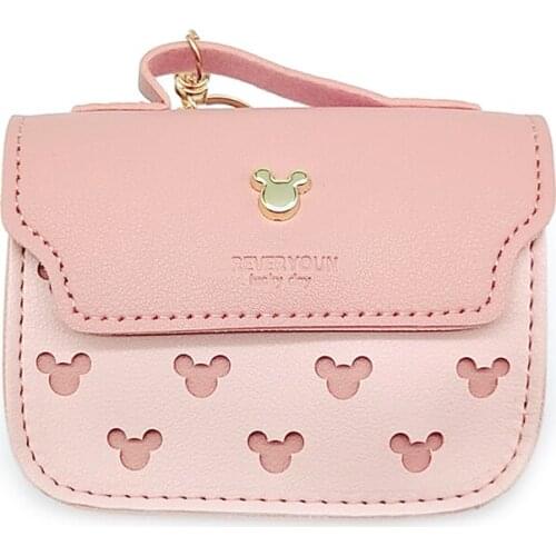 Small fresh coin purse female cute cartoon mini coin key case creative short PU small wallet