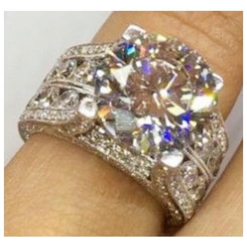 Milangirl Trendy Womens Ring Geometric Pattern Hollow Inlaid Rhinestone Ring Girl Birthday Jewelry Gift Hot Sale