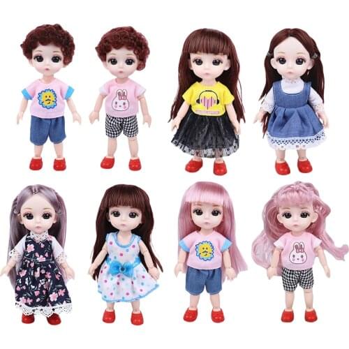 Mini 14 Joints BJD Doll 3D Eyes Lovely Dress Up Toy Girls Gift Accessory