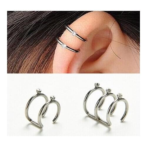 2021 FASHION!1 pc Stainless Steel Double and Triple Hoop Ear Tragus Cartilage Clip On Earring Jewelry