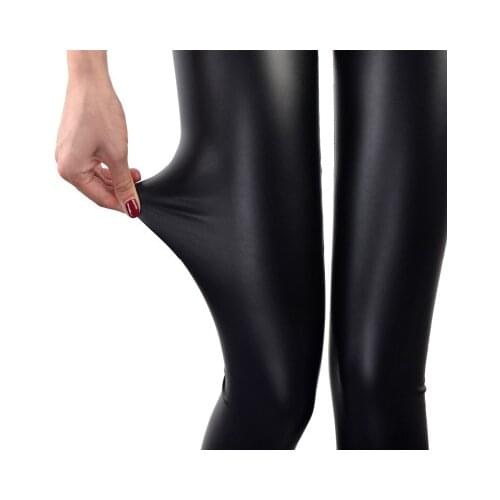New Autumn 2021 Fashion Faux Leather Sexy Thin Black Leggings Calzas Mujer Leggins Leggings Stretchy Plus Size