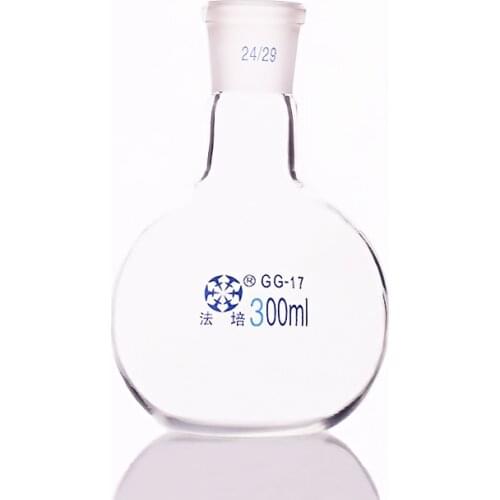 Single standard mouth flat-bottomed flask,Capacity 300ml and joint 24/29,Single neck flat flask,Boiling flask