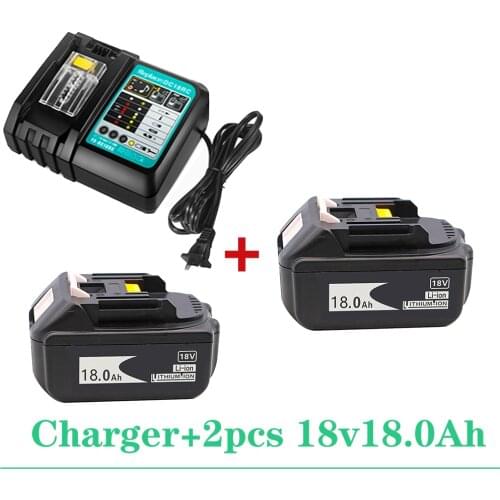 Original BL1860 Rechargeable Battery 18 V 18000mAh Lithium ion for Makita 18v Battery BL1840 BL1850 BL1830 BL1860B+ 3A Charger
