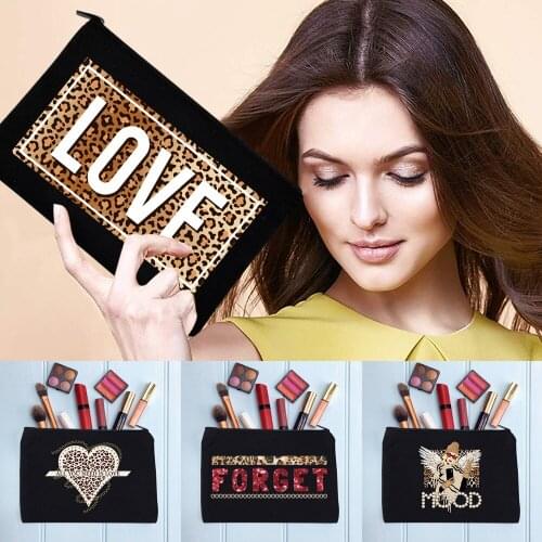 Casual Leopard Pattern Womens Cosmetic Bag Makeup Bag Female Handbags School Pencil Cases