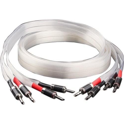 Preffair HiFi Audio Nordost Speaker Cable OCC Silver Plated Speaker Wire hi-end LoudSpeaker Wire Carbon Fiber Banana Plug