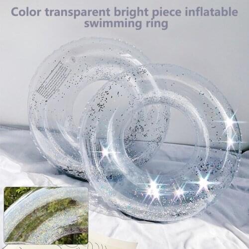 Transparent Glitter Pool Foats Swimming Ring For Adult Children Inflatable Pool Tube Giant Float Boys Girl Water Fun Toy
